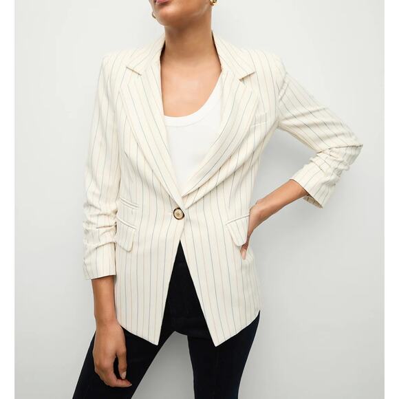 Veronica Beard Battista Dickey Jacket Womens 4 Dove Multi Pinstripe Blazer New - Picture 6 of 13